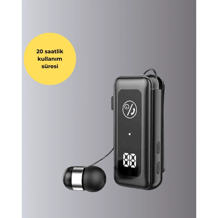 İçi Sarılabilen Kablo Ve Yaka Klipsli Bluetooth Kulaklık