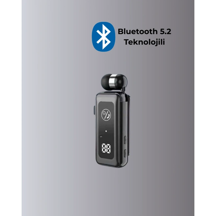 İçi Sarılabilen Kablo Ve Yaka Klipsli Bluetooth Kulaklık