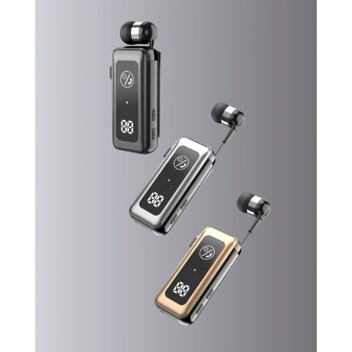 İçi Sarılabilen Kablo Ve Yaka Klipsli Bluetooth Kulaklık