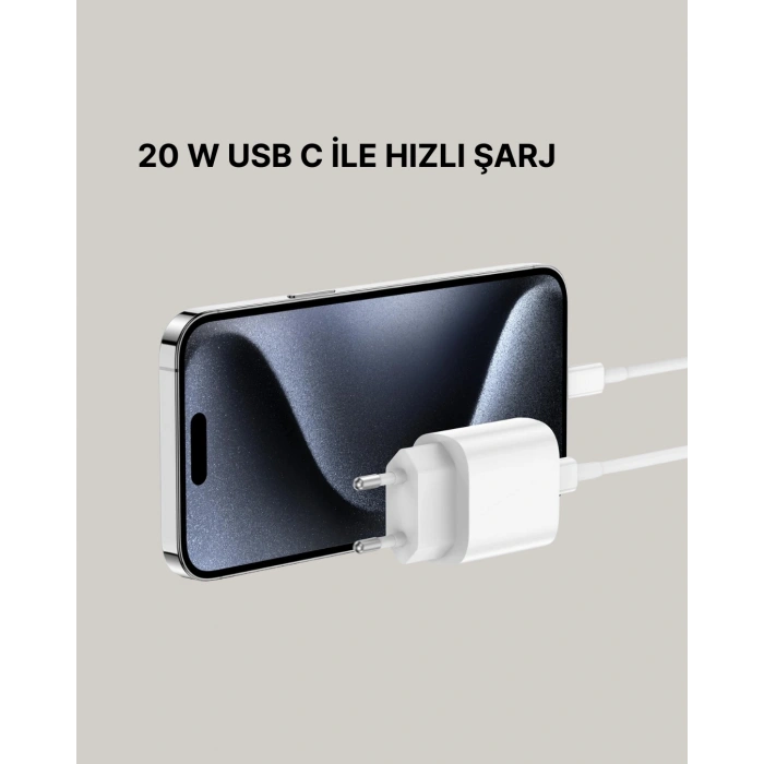 İphone Ve İpad Uyumlu 20w Güvenli Usb-c Hızlı Şarj Adaptörü