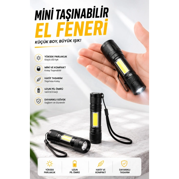 Işıldak El Feneri Kamp Lambası Mini Taşınabilir Acil Durum Lambası Fener Led Işık
