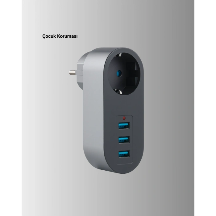 Isıya Dayanıklı 3 Usb Portlu Güvenlikli Priz – Akıllı Enerji Yönetimi