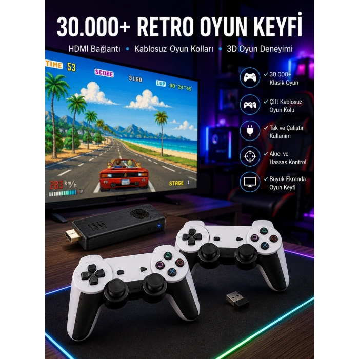 Joystick Çift Kollu Oyun Kolu Retro Oyun Yüksek Çözünürlüklü 3d Game Yeni Nesil
