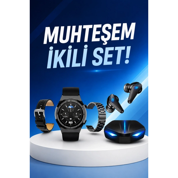 Kablosuz Bluetooth Bağlantılı Kulaklık Ve Dokunmatik Ekran Akıllı Saat Arama Cevaplama