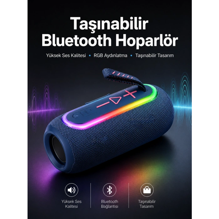Kablosuz Bluetooth Hoparlör Uzun Pil Ömrü Taşınabilir