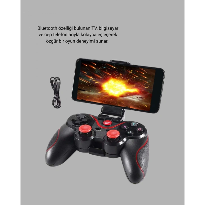 Kablosuz Bluetooth Oyun Kolu Mobil Tv Pc Uyumlu Ergonomik Tasarım