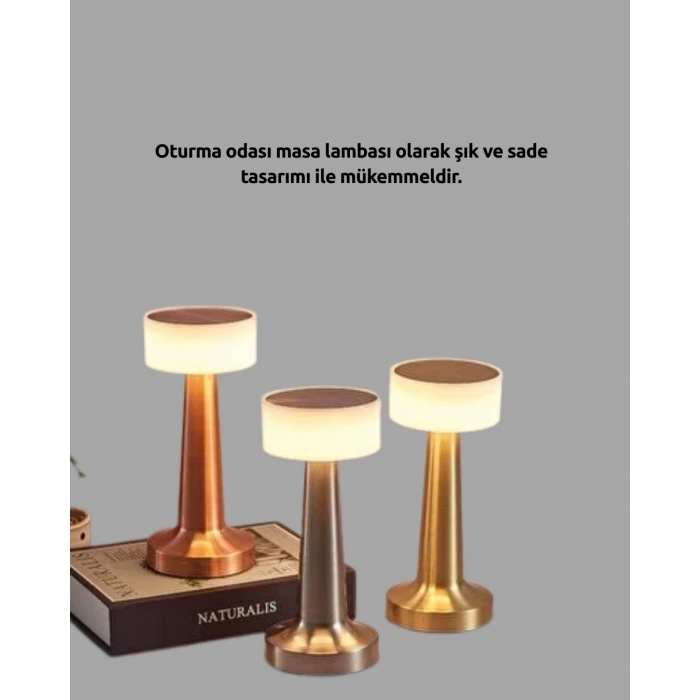 Kablosuz Dokunmatik Masa Lambası – Şık Modern Metal Gövde, Usb Şarjlı