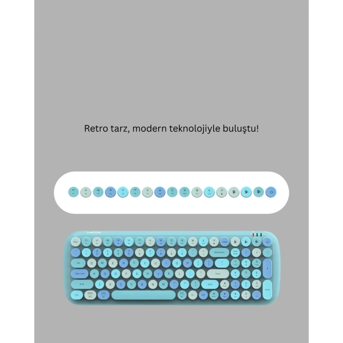Kablosuz Klavye Ve Mouse Seti – Sessiz Tuş, Retro Tasarım