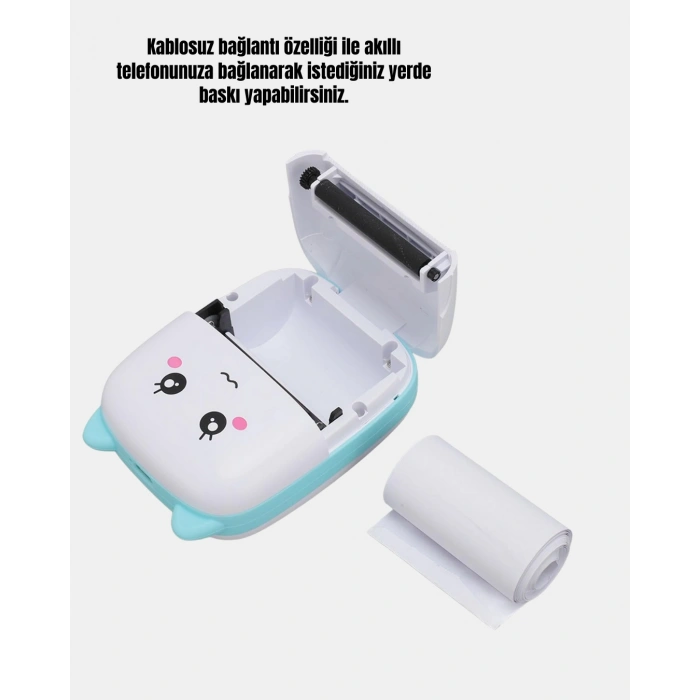Kablosuz Mini Cep Yazıcısı Bluetooth Destekli 1200mah Bataryalı