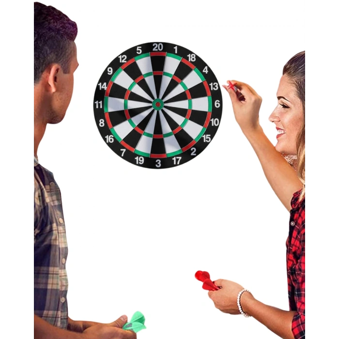 Kaliteli Ahşap Dart Tahtası 12 İnç  4 Dart Ok Seti