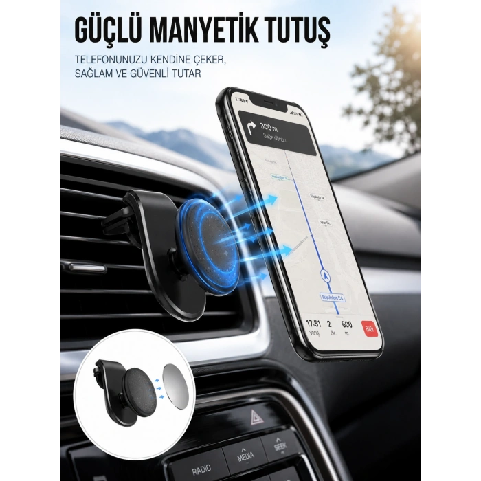 Kalorifer Izgaralı Manyetik Telefon Tutucu – Sarsıntı Geçirmez Yeni Nesil