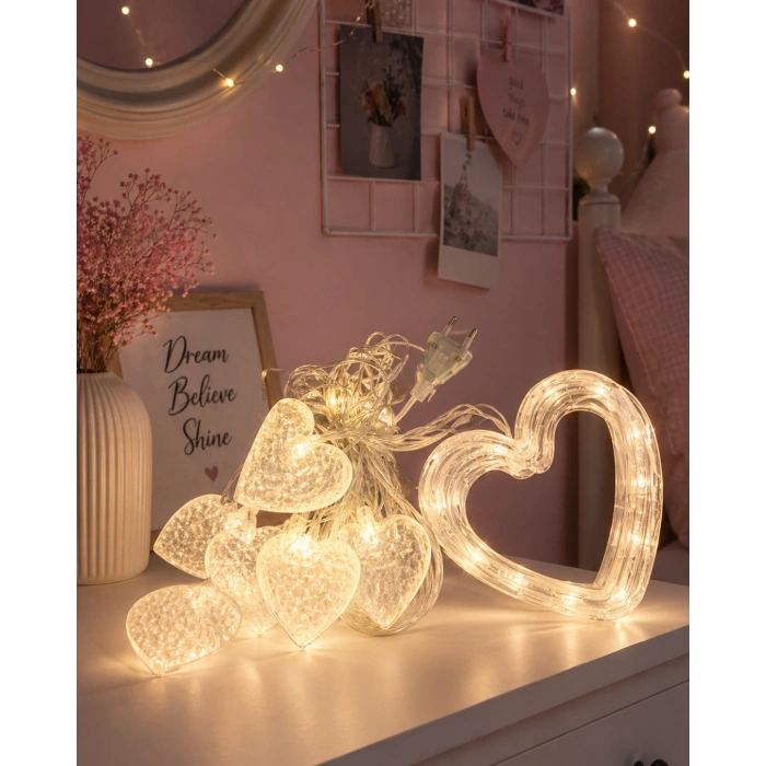 Kalp Figürlü Led Neon Dekor Işığı Romantik Ortam Aydınlatması