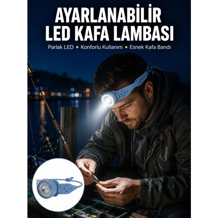 Kampçı Kafa Lambası Su Geçirmez Çok Modlu Led Yeni Nesil
