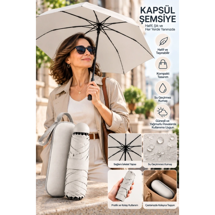 Kapsül Şemsiye Açık Gri