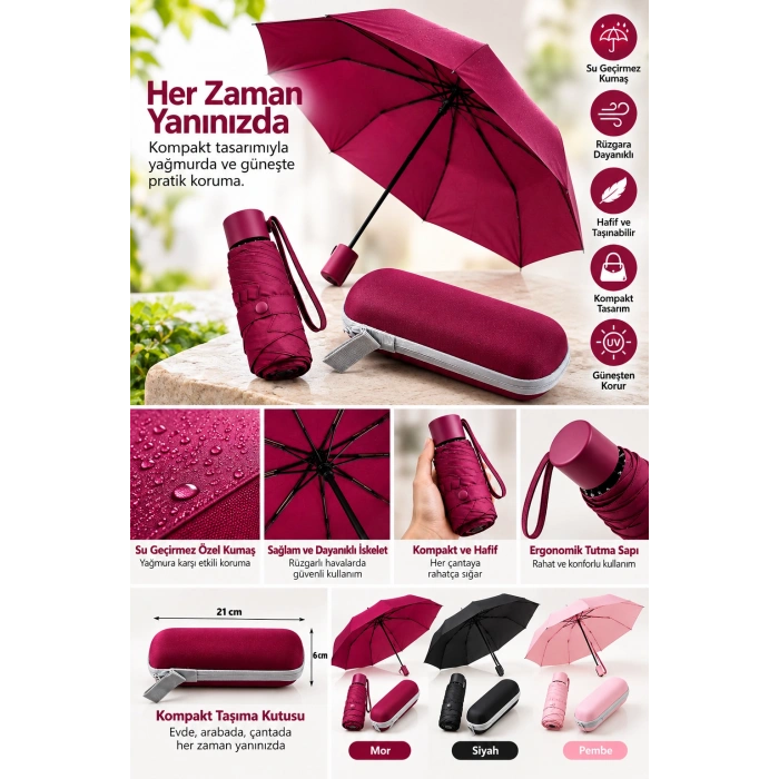 Kapsül Şemsiye Bordo