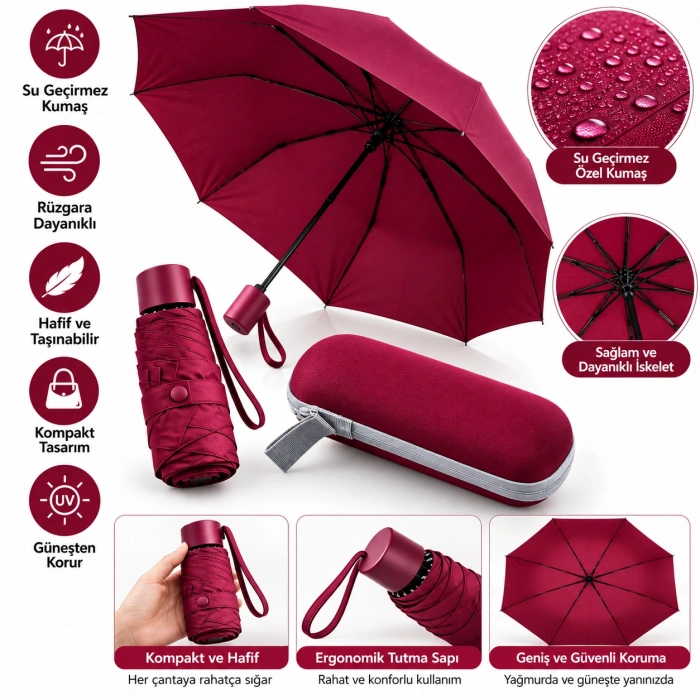 Kapsül Şemsiye Bordo
