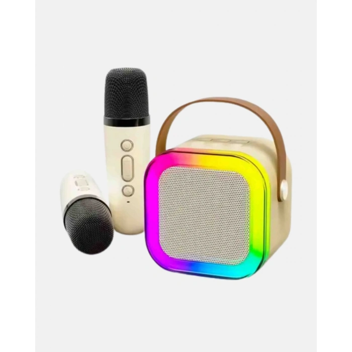 Karaoke Hoparlör Taşınabilir Çift Mikrofonlu Ve Led Işıklı Bluetooth 5.0