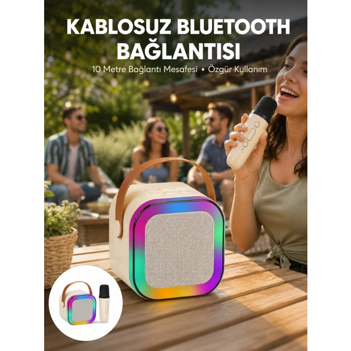 Karaoke Mikrofon Hoparlör Seti 6 Saat Kullanım Süresi Yeni Nesil