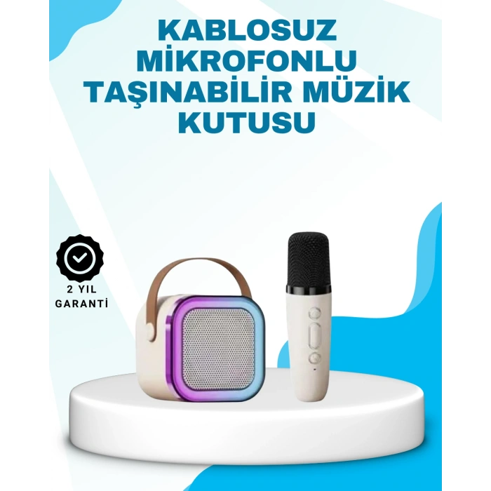 Karaoke Mikrofon Hoparlör Seti Bluetooth Kablosuz Taşınabilir