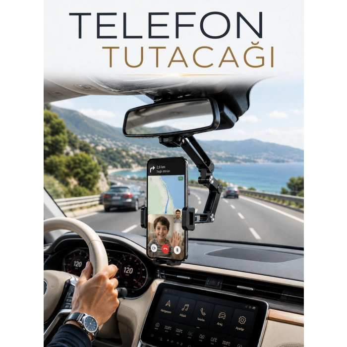 Katlanabilir Araç Telefon Tutucu Dikiz Aynasına Monte Telefon Standı