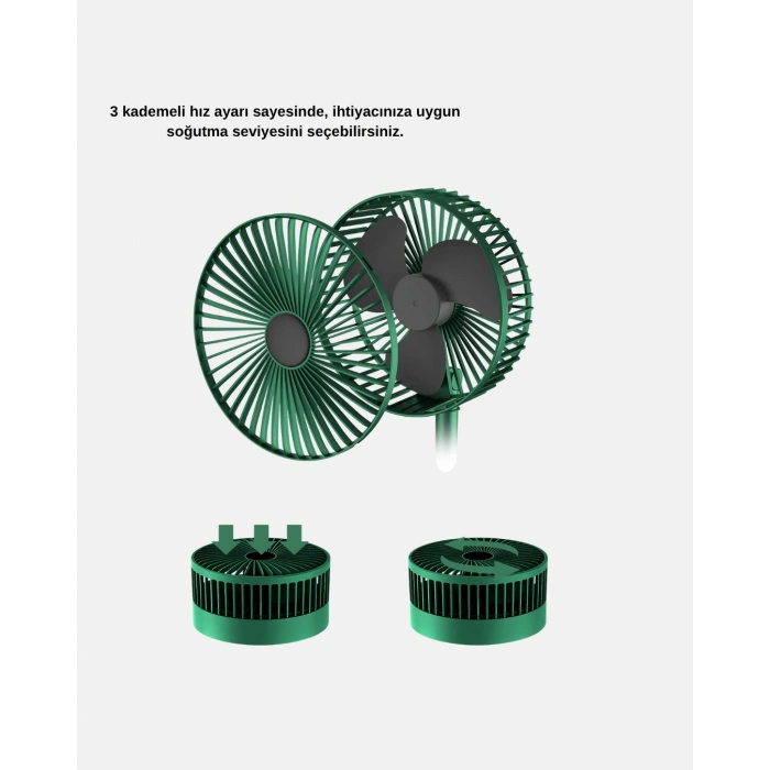 Katlanabilir Şarjlı Mini Fan 3 Kademeli Hız Ayarlı Taşınabilir