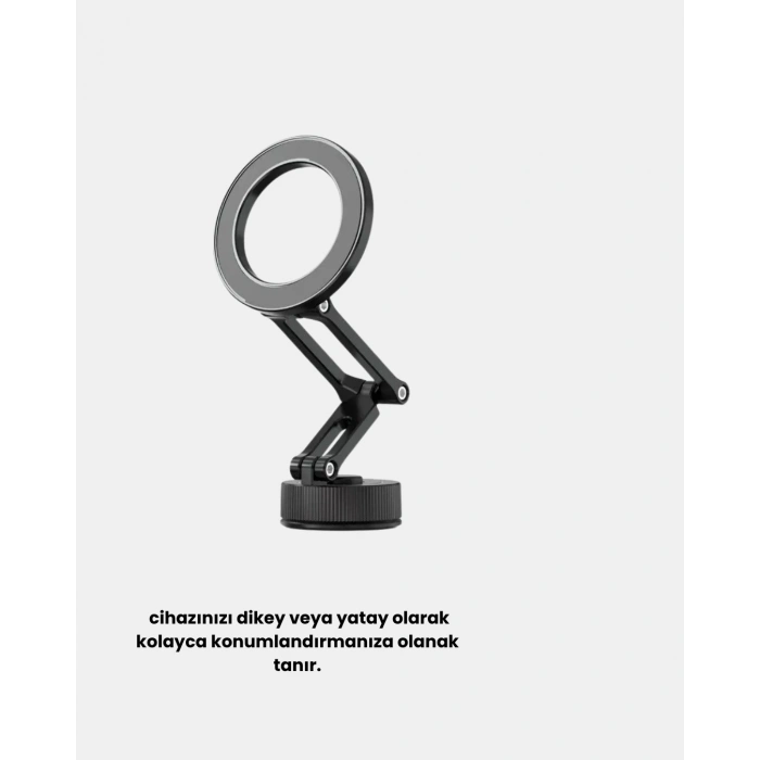 Katlanır Manyetik Araç İçi Telefon Tutucu – 360° Dönebilen, Magsafe Uyumlu, Güçlü Mıknatıslı Tasarım