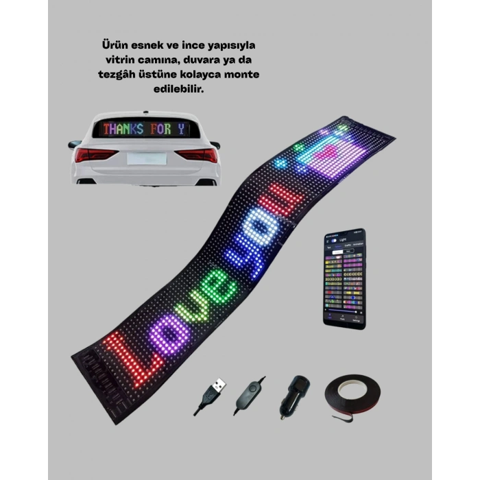 Kayan Yazı Destekli Rgb Led Reklam Paneli Usb İle Kolay Kurulumlu