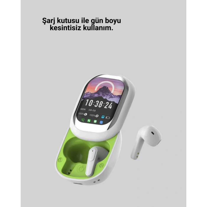 Kayar Kapaklı Şarj Kutusu Ve Dokunmatik Ekranlı Bluetooth Stereo Kulaklık