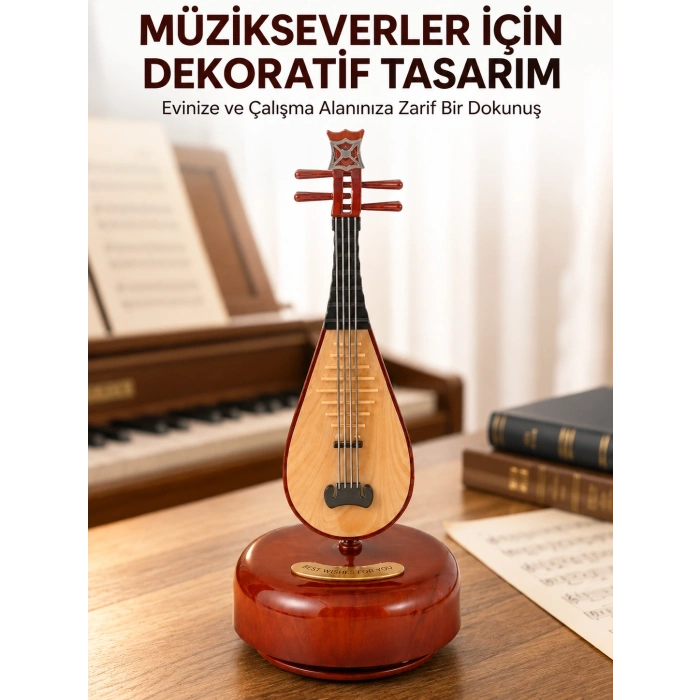 Klasik Ud Figürlü Melodili Müzik Kutusu Şık Hediyelik