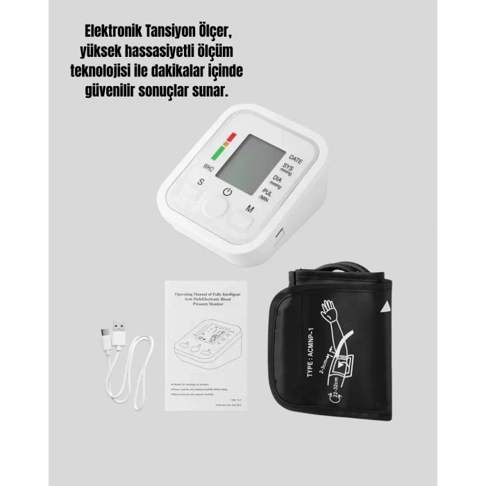 Kol Tipi Lcd Ekranlı Elektronik Tansiyon Monitörü