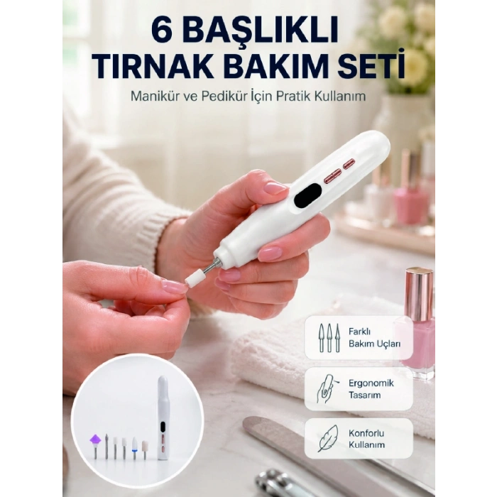 Kurutma Özellikli Manikür Pedikür Cihazı Şarj Edilebilir