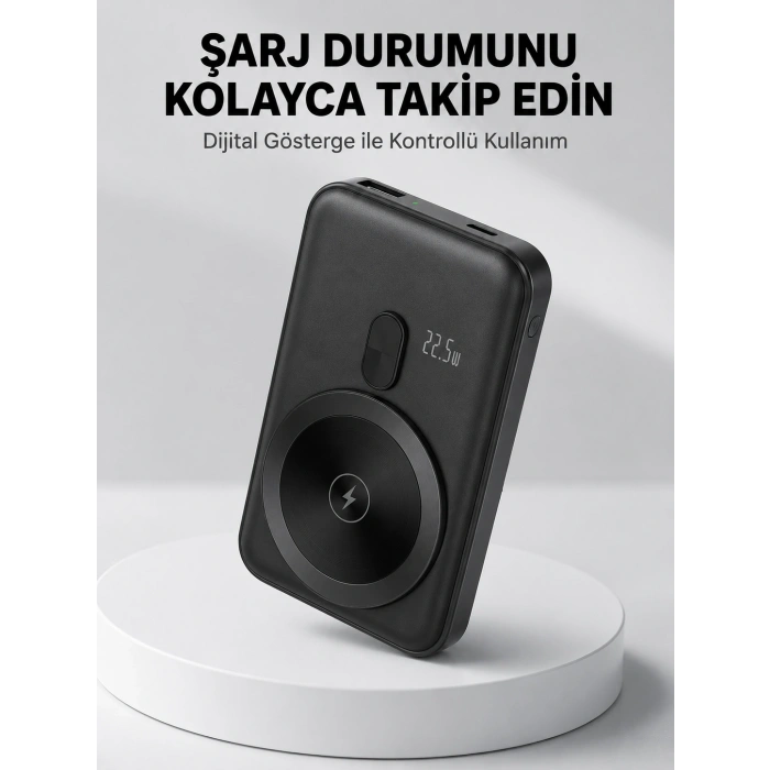 Lcd Ekranlı Kablosuz Powerbank Type C Ve Usb Çıkışlı Yeni Nesil