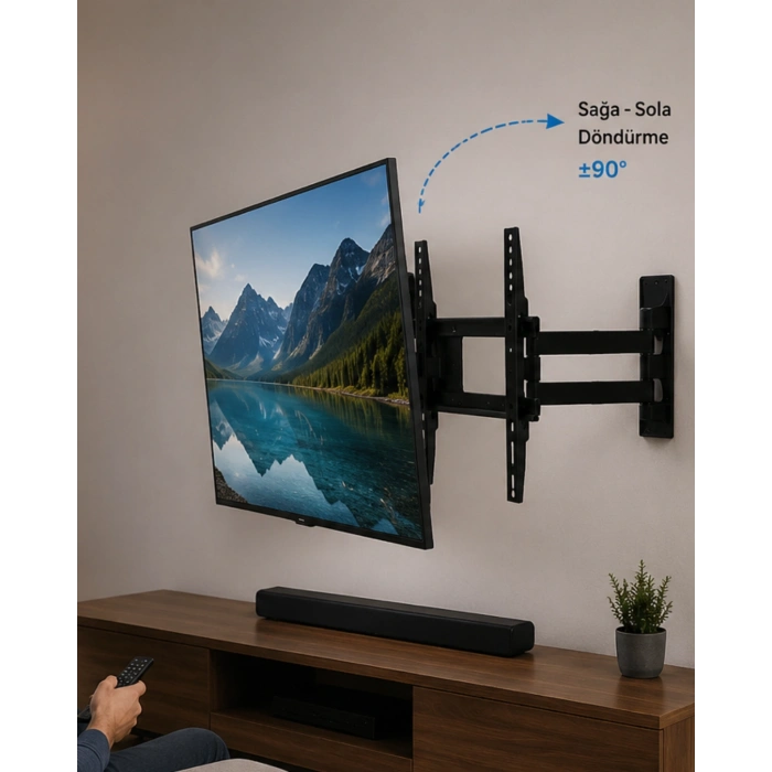 Lcd Led Tv Duvar Aparatı Çift Kollu Hareketli Askı Sistemi