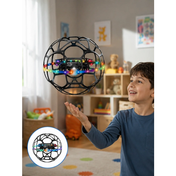 Led Işıklı Futbol Topu Mini Drone Akıllı Sensörlü El Kontrollü