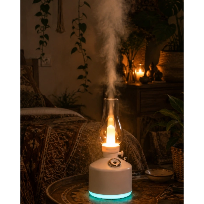 Led Işıklı Vintage Hava Nemlendirici Aromaterapi Difüzörü Usb Şarjlı