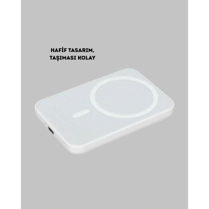 Magsafe Uyumlu Kablosuz Powerbank – Güçlü Mıknatıs, Hızlı Şarj, Kompakt Tasarım