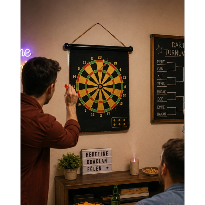Manyetik Dart Oyunu Katlanabilir Güvenli Dart Seti 6 Ok Hediyeli