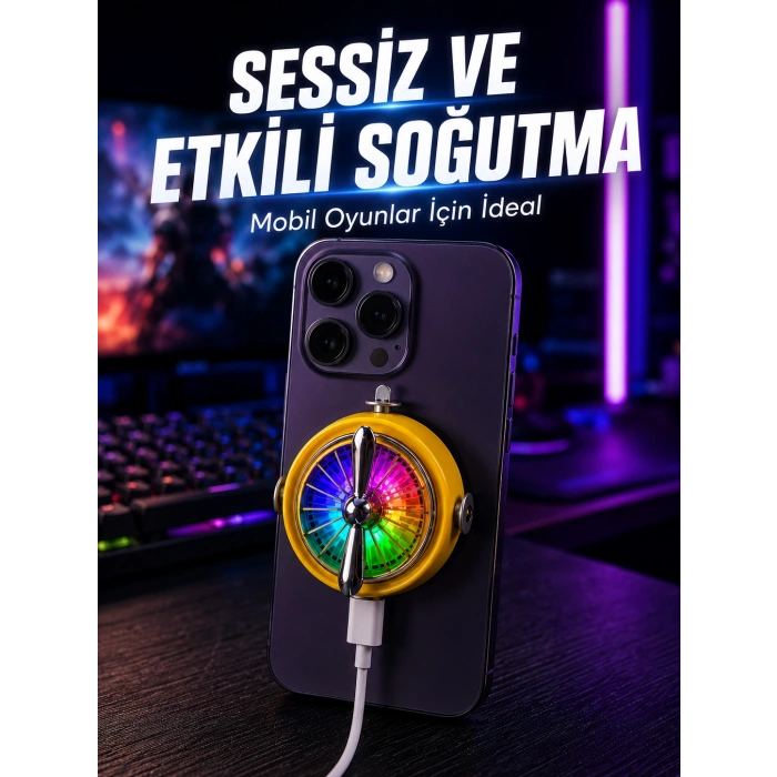 Manyetik Telefon Soğutucu Rgb Fanlı Mobil Oyun Soğutucusu