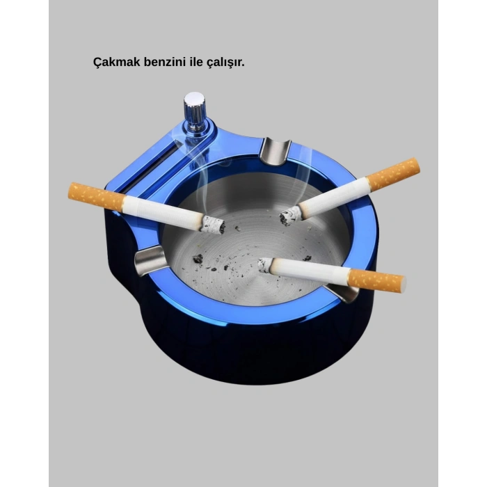 Masa Üstü Çakmaklı Küllük Paslanmaz Metal Gövde Yeni Nesil