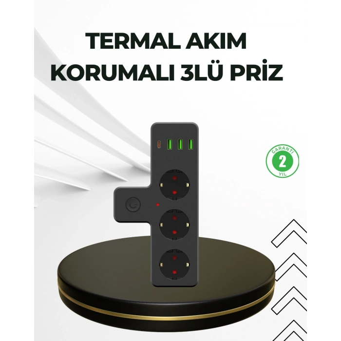 Masa Üstü Çoklu Priz Usb Ve Type-c Çıkışlı Güç Dağıtıcı
