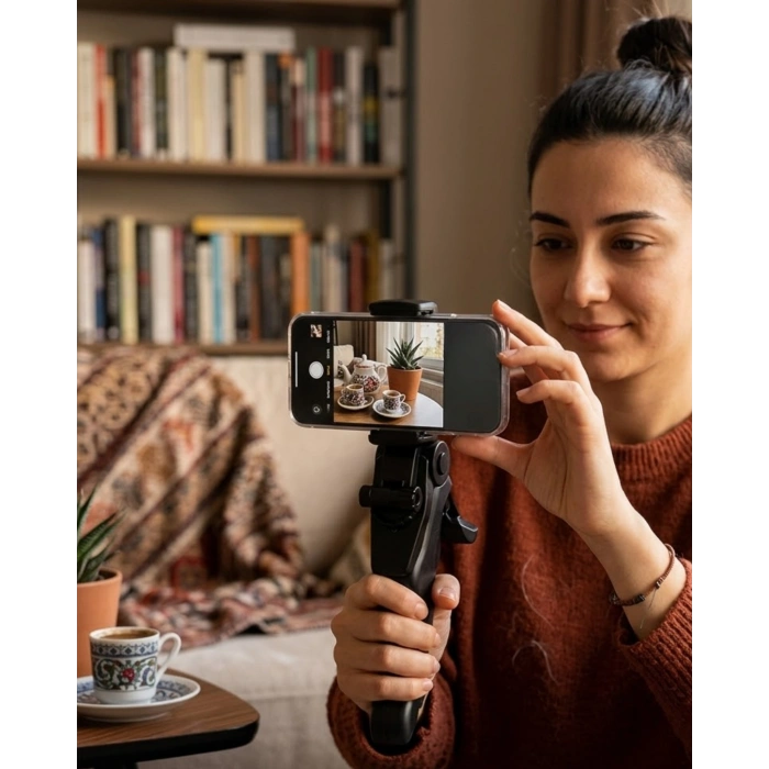 Masaüstü Telefon Tripodu Katlanabilir Telefon Tutucu Video Çekim Standı