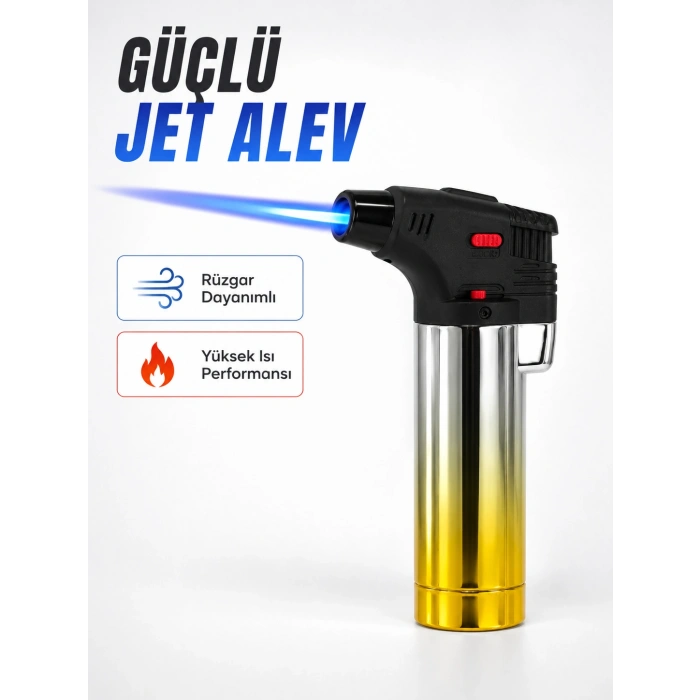 Metal Gövdeli Pürmüz Çakmak Ayarlanabilir Alevli Rüzgar Dayanıklı Tasarım