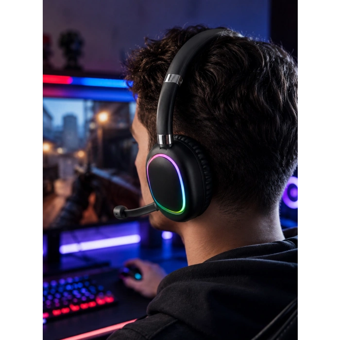 Mikrofonlu Bluetooth Kulak Üstü Kulaklık Rgb Aydınlatmalı Type-c Şarjlı