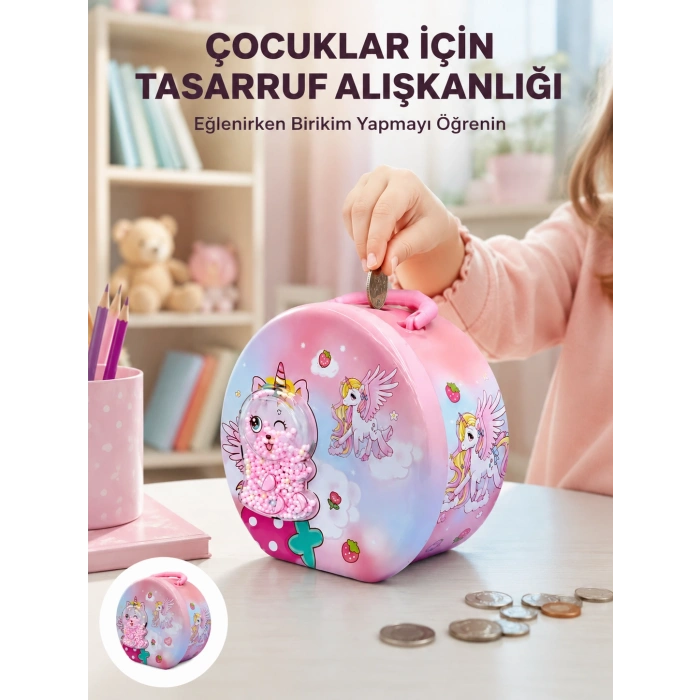 Mini Çocuk Para Kasası Güvenli Kilitli Birikim Kutusu