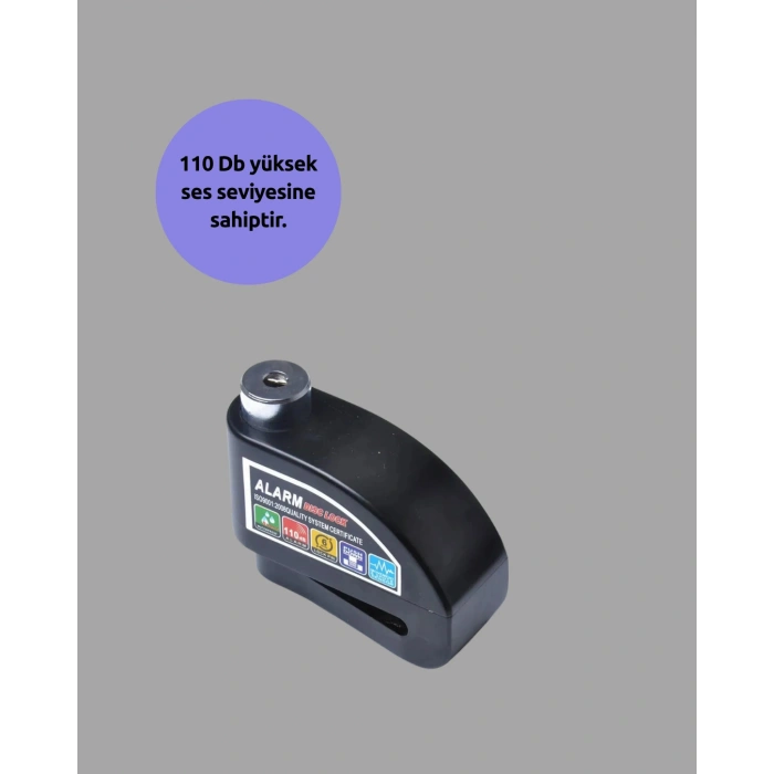 Motosiklet Ve Bisiklet İçin 6mm Pinli Alarmlı Disk Kilidi
