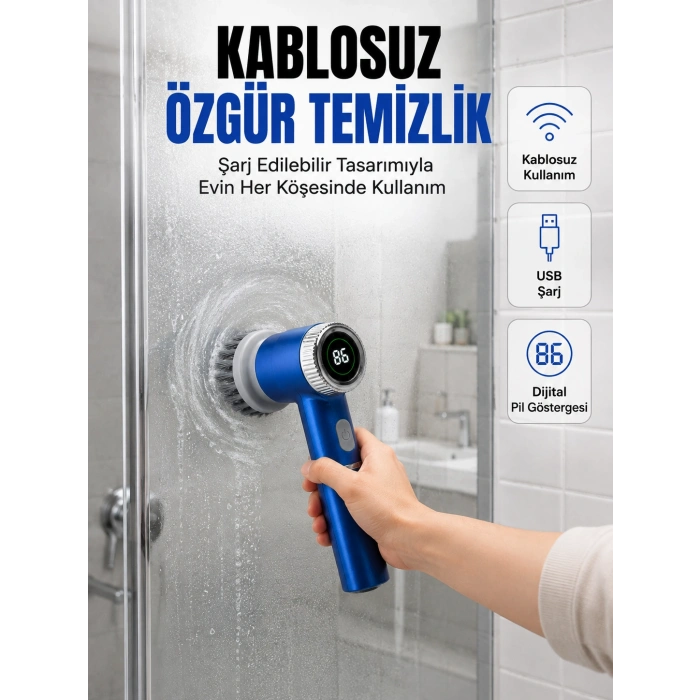 Mutfak, Banyo Ve Fayanslar İçin Çok Amaçlı Elektrikli Temizlik Fırçası