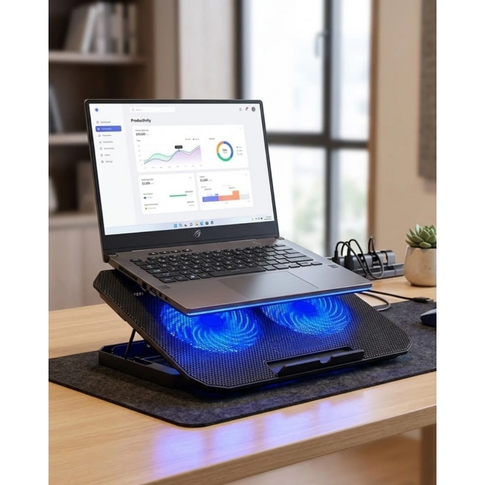 Notebook Soğutucu Fanlı Stand Usb Portlu 8 Kademe Laptop Sehpası