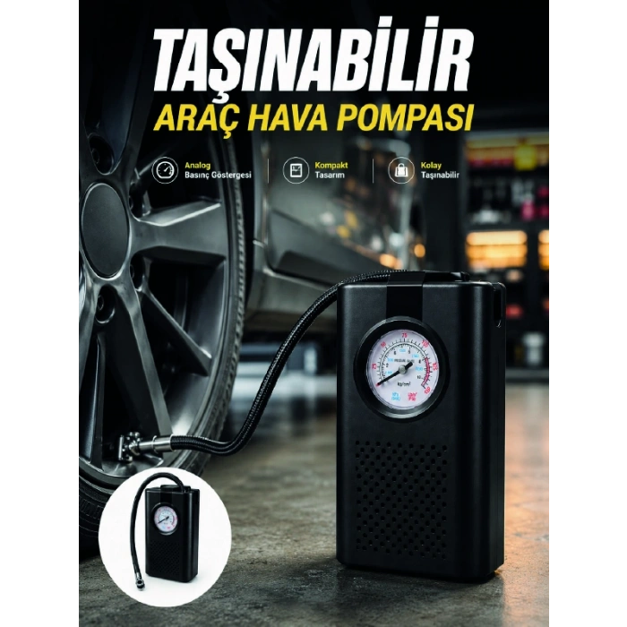 Otomobil Bisiklet Ve Motosiklet İçin Taşınabilir Lastik Hava Pompası