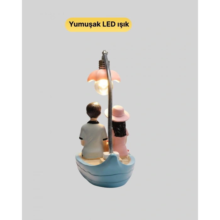 Oturan Çift Figürlü Led Masa Lambası Romantik Hediye Yeni Nesil