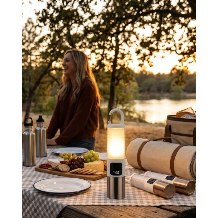 Outdoor Kamp Feneri Usb Şarjlı Yüksek Parlaklık Güç Ekranlı Led Aydınlatma